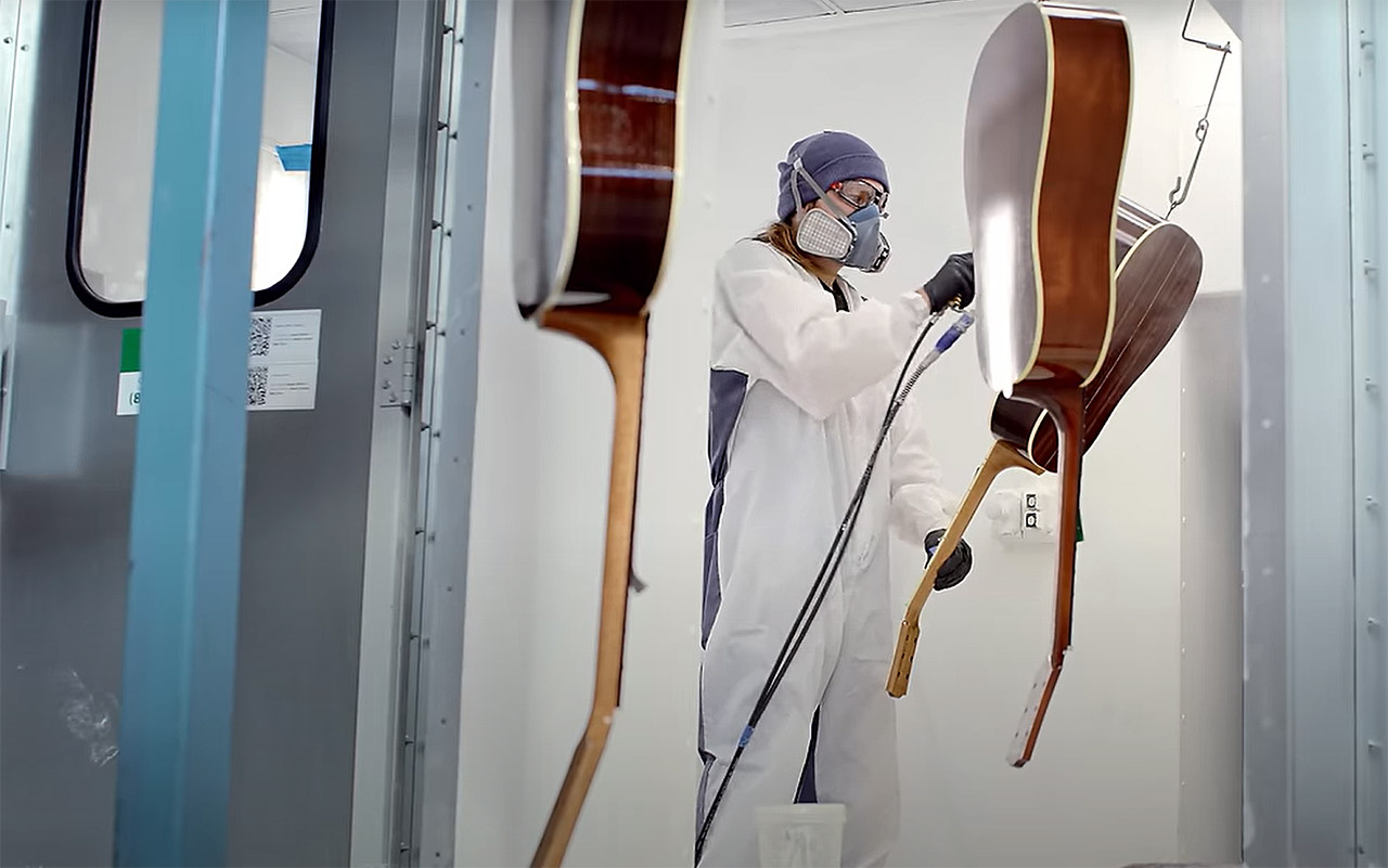 Gibson nitrocellulose lacquer spray booth at the Montana craftory