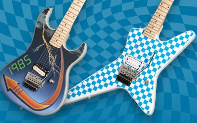 Kramer unveils two new Custom Graphics guitars: The Baretta “Time Machine” and Voyager “Old School”